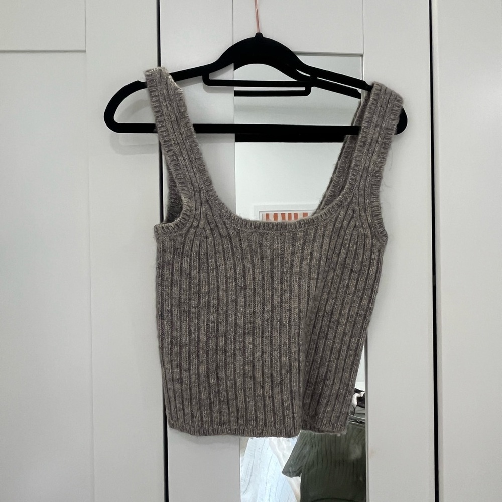 Zara Gray Sweater Ribbed Tank Top